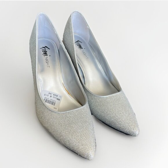 NEW WOMEN'S SIZE 8 .5 SILVER SPARKLE FIONI NIGHT HIGH HEEL SHOES - Picture 10 of 12